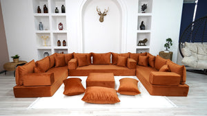 Amber Velvet Floor Seating, Floor Couches, Moroccan Home Decor Furniture, Sectional Sofa, Castlery Sofa - Arabic Sofa