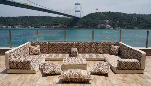 Premium U Shaped Arabic Sofa Set, Floor Cushions, Arabic Seating Floor Sofa, Backrest Pillows, Moroccan Sofas