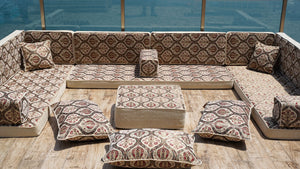 Premium U Shaped Arabic Sofa Set, Floor Cushions, Arabic Seating Floor Sofa, Backrest Pillows, Moroccan Sofas