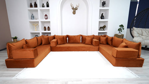 Amber Velvet Floor Seating, Floor Couches, Moroccan Home Decor Furniture, Sectional Sofa, Castlery Sofa - Arabic Sofa