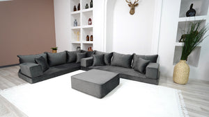 Dark Gray Color Modern Livingroom Floor Cushions, Sectional Sofas, Pallet Sofa, Moroccan Home Decor Livingroom Sofa - Arabic Sofa