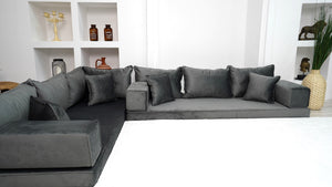 Dark Gray Color Modern Livingroom Floor Cushions, Sectional Sofas, Pallet Sofa, Moroccan Home Decor Livingroom Sofa - Arabic Sofa