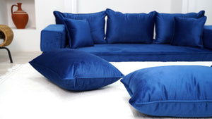 Premium Fabric Velvet Floor Seating Set, Velvet Floor Couch, Floor Cushions, Sectional Sofa with Ottoman Couch and Rug, French Cushions, Futon Cushion, Window Seat - Arabic Sofa