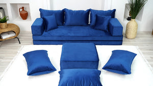 Premium Fabric Velvet Floor Seating Set, Velvet Floor Couch, Floor Cushions, Sectional Sofa with Ottoman Couch and Rug, French Cushions, Futon Cushion, Window Seat - Arabic Sofa