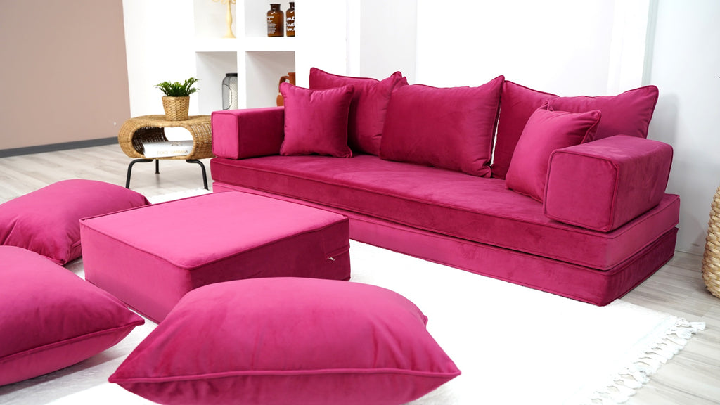 Velvet Sofa Sets 8 Thickness Pink