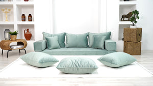 Velvet Floor Seating Couch, Velvet Sectional Sofas with Ottoman Couch and Rug, Modular Sofa, Loveseat, Floor Pillow, Pallet Cushion, Bench Cushions, Livingroom Couches - Arabic Sofa