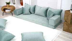 Velvet Floor Seating Couch, Velvet Sectional Sofas with Ottoman Couch and Rug, Modular Sofa, Loveseat, Floor Pillow, Pallet Cushion, Bench Cushions, Livingroom Couches - Arabic Sofa