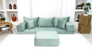 Velvet Floor Seating Couch, Velvet Sectional Sofas with Ottoman Couch and Rug, Modular Sofa, Loveseat, Floor Pillow, Pallet Cushion, Bench Cushions, Livingroom Couches - Arabic Sofa