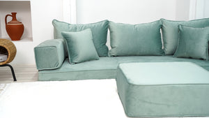 Velvet Floor Seating Couch, Velvet Sectional Sofas with Ottoman Couch and Rug, Modular Sofa, Loveseat, Floor Pillow, Pallet Cushion, Bench Cushions, Livingroom Couches - Arabic Sofa