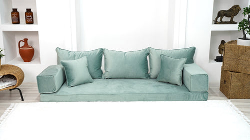 Velvet Floor Seating Couch, Velvet Sectional Sofas with Ottoman Couch and Rug, Modular Sofa, Loveseat, Floor Pillow, Pallet Cushion, Bench Cushions, Livingroom Couches - Arabic Sofa