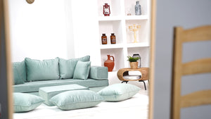 8" Thick Velvet Fabric Floor Seating, Sectional Sofa with Ottoman Couch and Rug, Velvet Floor Sofa, Meditation Sofa, Arabic Floor Sofa Set, Floor Couches - Arabic Sofa