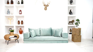 4" Thickness Green Velvet Sofa Sets, Sectional Sofa, Velvet Floor Sofa, Meditation Sofa, Floor Sofa Seating Set, Modular Floor Seating Cushions