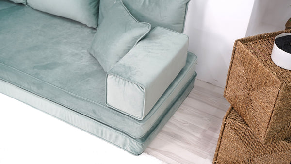 8" Thick Velvet Fabric Floor Seating, Sectional Sofa with Ottoman Couch and Rug, Velvet Floor Sofa, Meditation Sofa, Arabic Floor Sofa Set, Floor Couches - Arabic Sofa