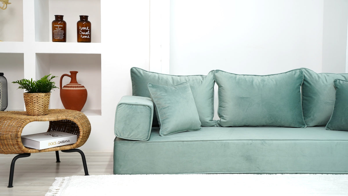 Water Green Serene Dune: Samt-Sofa-Sets – Einzel-Sofa-Set – 8 Zoll dickes Ecksofa – Modernes Wohnzimmer-Couch