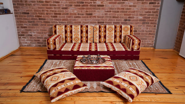 Premium Sofa Set, Arabic Sofa Set, Floor Cushions, Living Room Sofa, Ottoman Couch and Rug, Arabic Floor Seating Sofa, Backrest Pillows, Moroccan Sofas, Arabic Majlis - Arabic Sofa