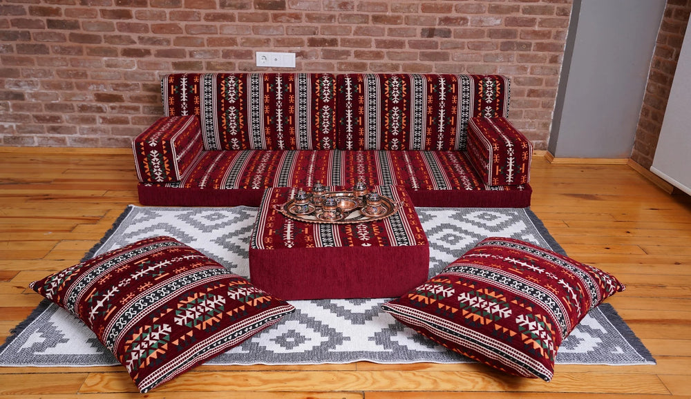 Premium Sofa Set, Arabic Sofa Set, Floor Cushions, Living Room Sofa, Ottoman Couch and Rug, Arabic Floor Seating Sofa, Backrest Pillows, Moroccan Sofas, Arabic Majlis - Arabic Sofa