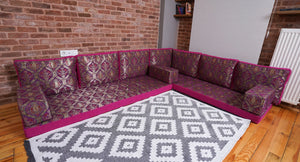 Premium L Shaped Pink Arabic Sofa Set, Floor Cushions, Arabic Seating Floor Sofa, Backrest Pillow, Moroccan Sofas, Arabic Majlis - Arabic Sofa