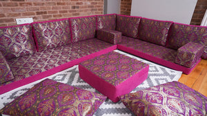 Premium L Shaped Pink Arabic Sofa Set, Floor Cushions, Arabic Seating Floor Sofa, Backrest Pillow, Moroccan Sofas, Arabic Majlis - Arabic Sofa