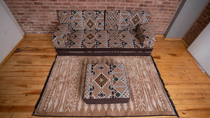 Premium Sofa Set, Brown Arabic Sofa Set, Floor Cushions, Ottoman Couch and Rug, Living Room Sofa, Arabic Floor Seating Sofa, Backrest Pillows, Moroccan Sofas, Arabic Majlis - Arabic Sofa