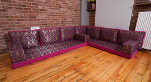 Premium L Shaped Pink Arabic Sofa Set, Floor Cushions, Arabic Seating Floor Sofa, Backrest Pillow, Moroccan Sofas, Arabic Majlis - Arabic Sofa