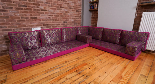 Premium L Shaped Pink Arabic Sofa Set, Floor Cushions, Arabic Seating Floor Sofa, Backrest Pillow, Moroccan Sofas, Arabic Majlis - Arabic Sofa