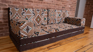 Premium Sofa Set, Brown Arabic Sofa Set, Floor Cushions, Ottoman Couch and Rug, Living Room Sofa, Arabic Floor Seating Sofa, Backrest Pillows, Moroccan Sofas, Arabic Majlis - Arabic Sofa