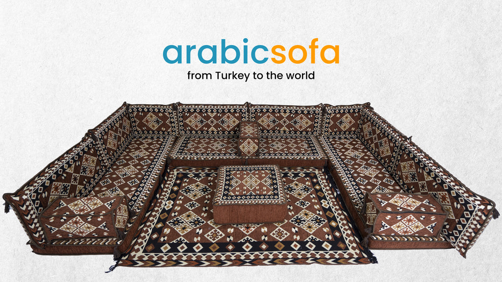 Brown Urgup U Shape Arabic Sofa Set - Arabic Sofa