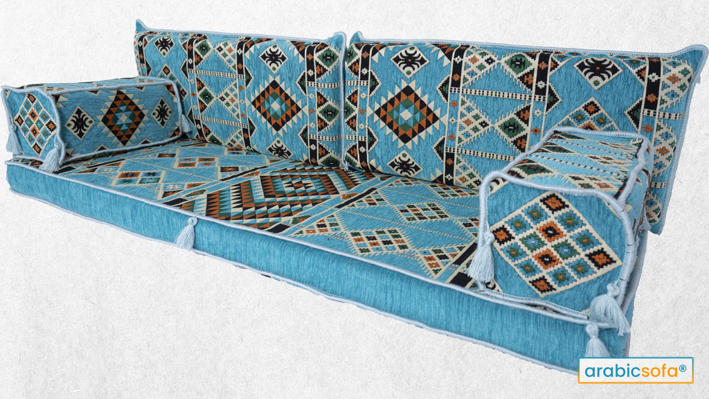 Turquoise Kilim Arabic Single Sofa Sets - Arabic Sofa